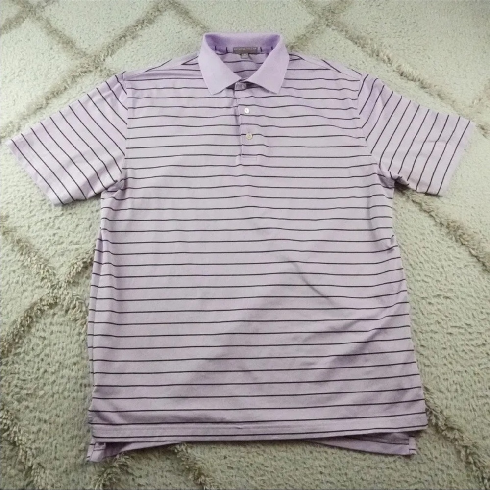 Peter Millar Summer Comfort Polo Shirt Mens Adult Medium Striped Purple Black